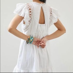 Anthropologie Ruffled lace mini dress